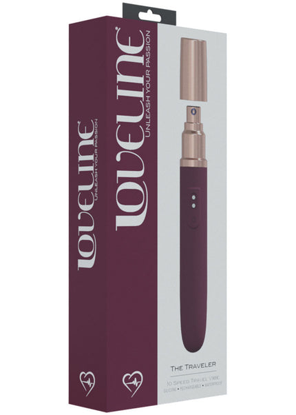 LOVELINE The Traveler - Burgundy - Burgundy 17.6 cm USB Rechargeable Vibrator with Lube Applicator