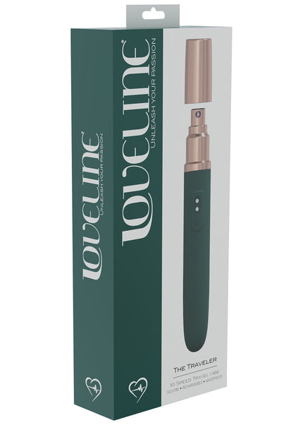 LOVELINE The Traveler - Green - Green 17.6 cm USB Rechargeable Vibrator with Lube Applicator