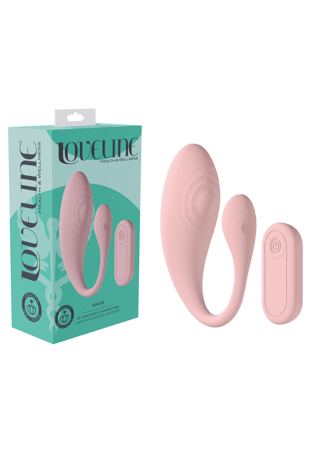 LOVELINE Wave - Pink USB Rechargeable C-Shaped Vibrator with Remote