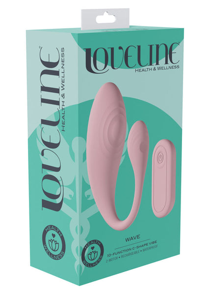 LOVELINE Wave - Pink USB Rechargeable C-Shaped Vibrator with Remote