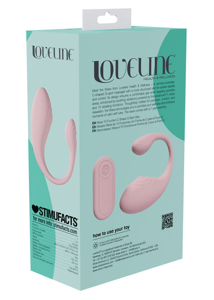 LOVELINE Wave - Pink USB Rechargeable C-Shaped Vibrator with Remote