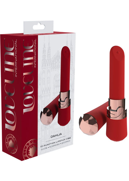 LOVELINE Dahlia - Red - Red 12.5 cm USB Rechargeable Lipstick Vibrator