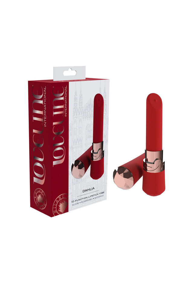 LOVELINE Dahlia - Red - Red 12.5 cm USB Rechargeable Lipstick Vibrator