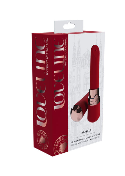 LOVELINE Dahlia - Red - Red 12.5 cm USB Rechargeable Lipstick Vibrator