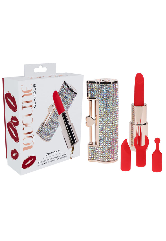 LOVELINE Diamond - Red - Red 8.3 cm USB Rechargeable Lipstick Vibrator