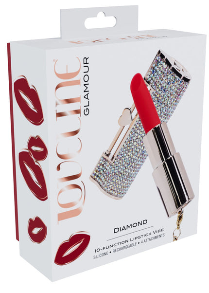 LOVELINE Diamond - Red - Red 8.3 cm USB Rechargeable Lipstick Vibrator
