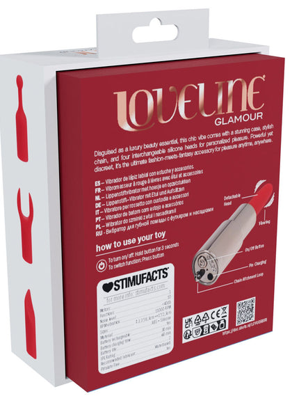LOVELINE Diamond - Red - Red 8.3 cm USB Rechargeable Lipstick Vibrator