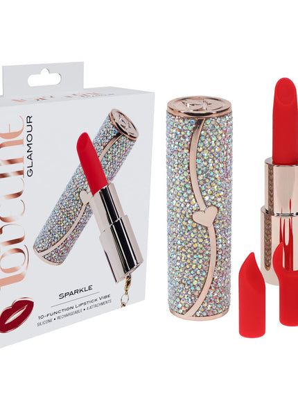 LOVELINE Sparkle - Red 8.3 cm USB Rechargeable Lipstick Vibrator