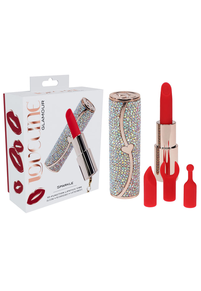 LOVELINE Sparkle - Red 8.3 cm USB Rechargeable Lipstick Vibrator