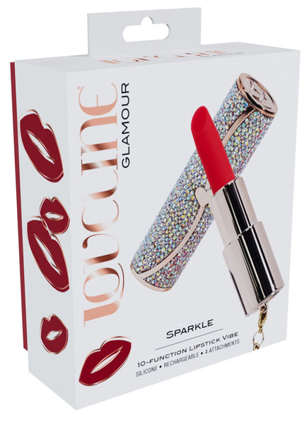 LOVELINE Sparkle - Red 8.3 cm USB Rechargeable Lipstick Vibrator