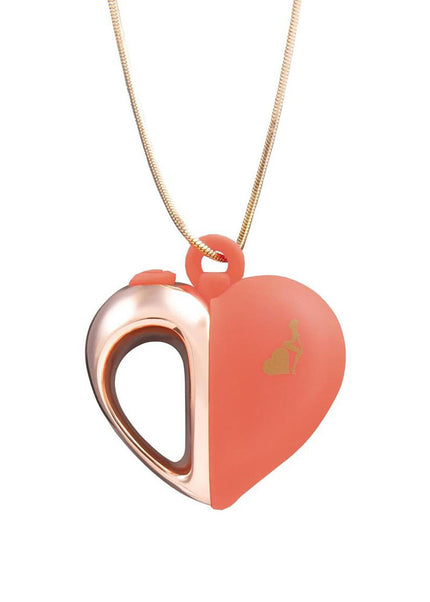 LAPDANCE Heart Pendant Wearable Necklace Vibrator - Pink/Rose Gold USB Rechargeable Necklace Vibrator