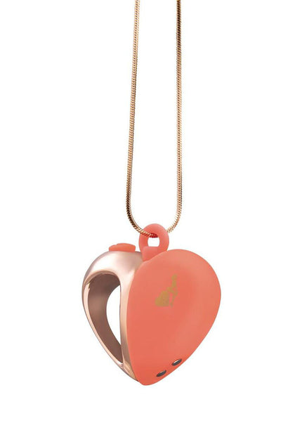 LAPDANCE Heart Pendant Wearable Necklace Vibrator - Pink/Rose Gold USB Rechargeable Necklace Vibrator