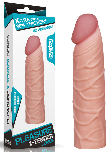 Pleasure X-Tender 1'' Sleeve - Flesh 2.5 cm (1'') Penis Extension Sleeve