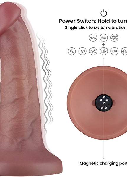 Dual Density Power Cock - 6 Inch Flesh - Flesh 16 cm USB Rechargeable Vibrating Dong