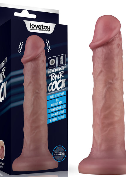 Dual Density Power Cock - 8 Inch Flesh - Flesh 20 cm USB Rechargeable Vibrating Dong