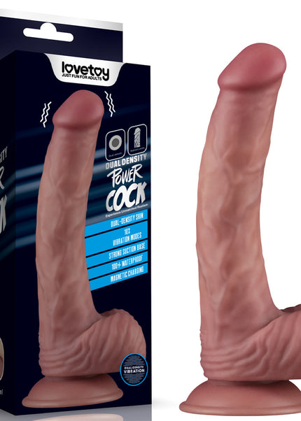 Dual Density Power Cock - 9 Inch Flesh - Flesh 23 cm USB Rechargeable Vibrating Dildo