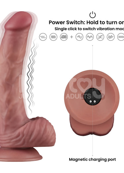 Dual Density Power Cock - 9 Inch Flesh - Flesh 23 cm USB Rechargeable Vibrating Dildo