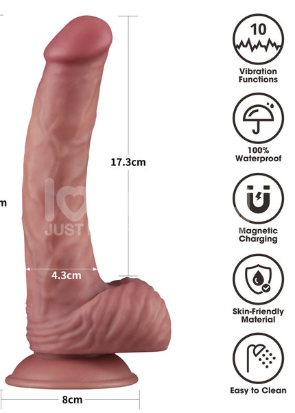 Dual Density Power Cock - 9 Inch Flesh - Flesh 23 cm USB Rechargeable Vibrating Dildo