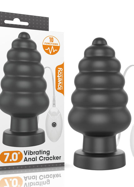 King Sized 7'' Vibrating Anal Cracker - Black 17.8 cm XL Vibrating Butt Plug