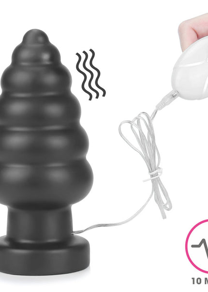 King Sized 7'' Vibrating Anal Cracker - Black 17.8 cm XL Vibrating Butt Plug