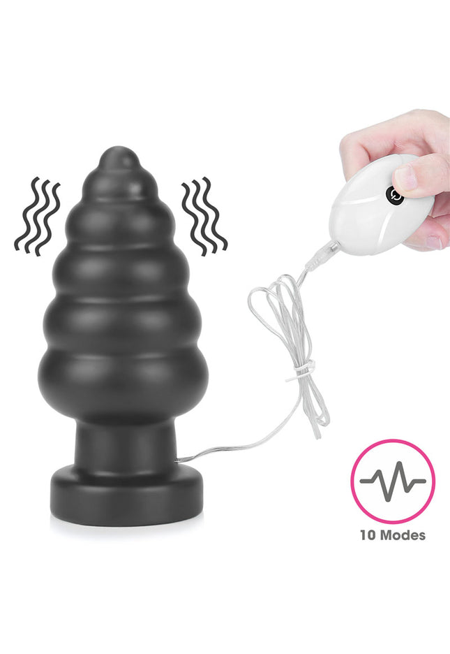 King Sized 7'' Vibrating Anal Cracker - Black 17.8 cm XL Vibrating Butt Plug