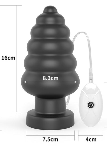 King Sized 7'' Vibrating Anal Cracker - Black 17.8 cm XL Vibrating Butt Plug