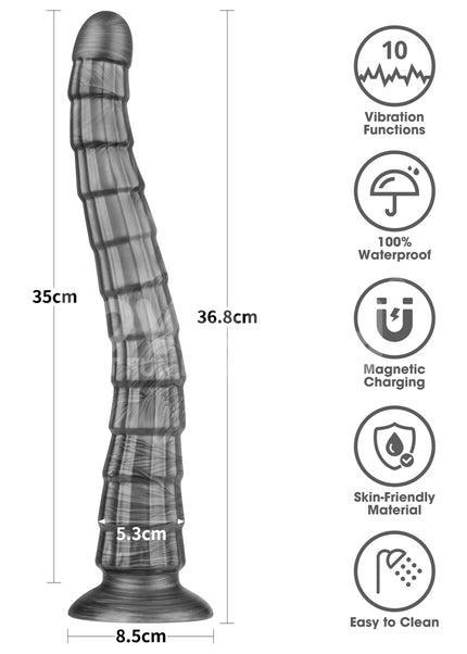 King Sized Vibrating Vibrax Slider - Grey 36.8 cm (14.5'') USB Rechargeable Vibrating Dildo