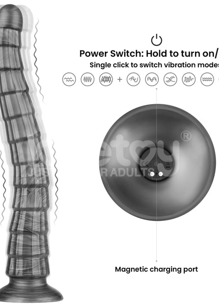 King Sized Vibrating Vibrax Slider - Grey 36.8 cm (14.5'') USB Rechargeable Vibrating Dildo
