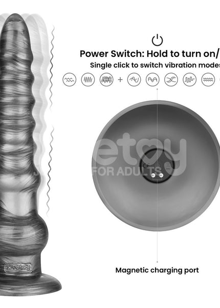 King Sized Vibrating Vibrax Slider - Grey 32.3 cm (12.5'') USB Rechargeable Vibrating Dildo