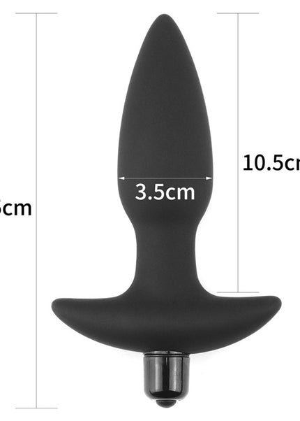 Anal Indulgence Collection Silicone Fantasy Anal Plug - Black 14.5 cm Vibrating Butt Plug