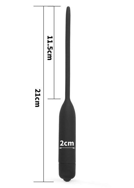 Ultimate Silicone Vibrating Urethral Dilator - Black Vibrating Urethral Sound