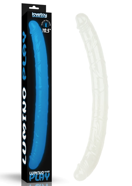 Lumino Play 18.5'' Double Dildo - Glow in the Dark Blue 47 cm Double Dong