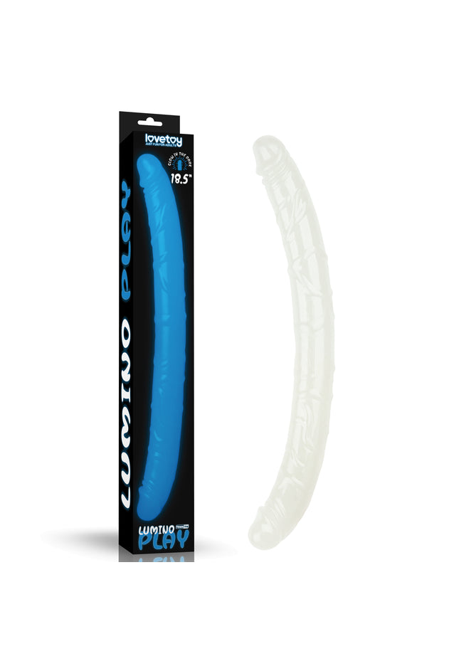 Lumino Play 18.5'' Double Dildo - Glow in the Dark Blue 47 cm Double Dong