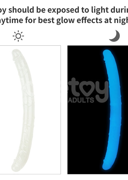 Lumino Play 18.5'' Double Dildo - Glow in the Dark Blue 47 cm Double Dong