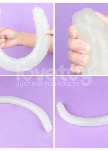 Lumino Play 18.5'' Double Dildo - Glow in the Dark Blue 47 cm Double Dong