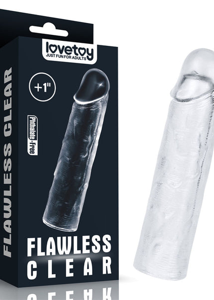 Flawless Clear Penis Sleeve 1'' - Clear 2.5 cm Penis Extender Sleeve