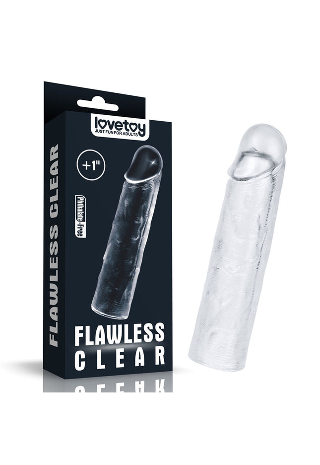 Flawless Clear Penis Sleeve 1'' - Clear 2.5 cm Penis Extender Sleeve