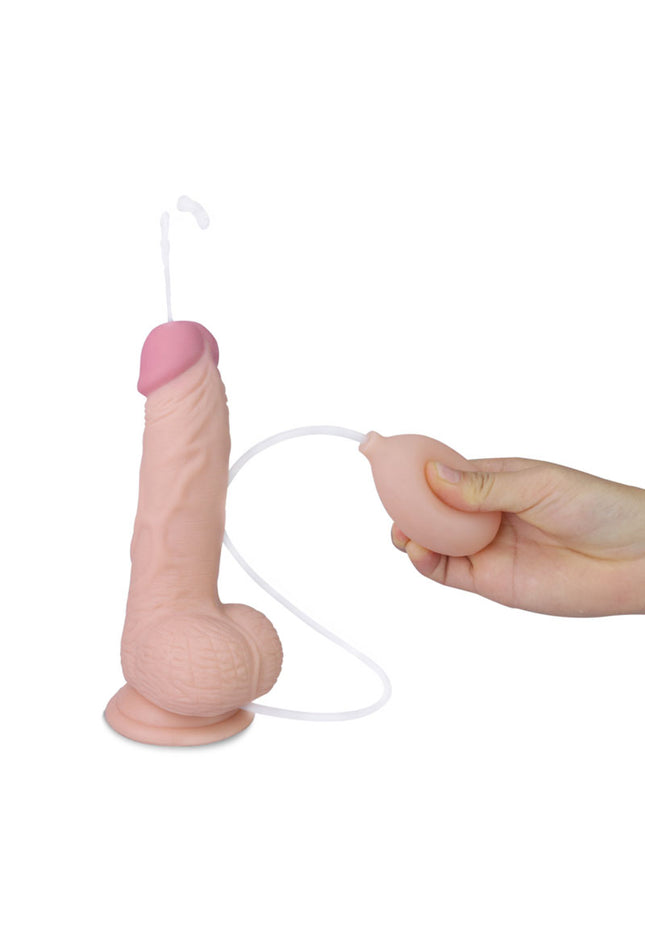Cumming Softee Soft Ejaculation Cock 8'' with Balls - Flesh 20.3 cm Squirting Dong