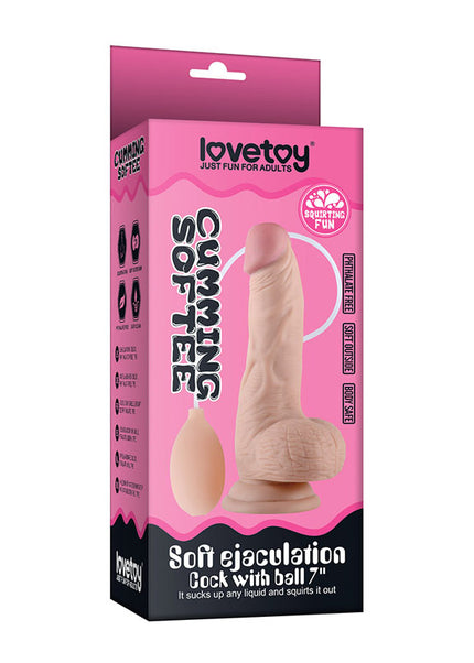Cumming Softee Soft Ejaculation Cock 8'' with Balls - Flesh 20.3 cm Squirting Dong