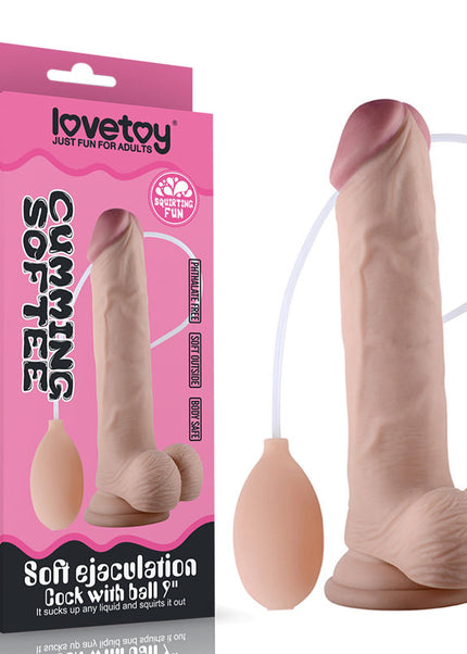 Cumming Softee Soft Ejaculation Cock 9'' with Balls - Flesh 22.9 cm Squirting Dong