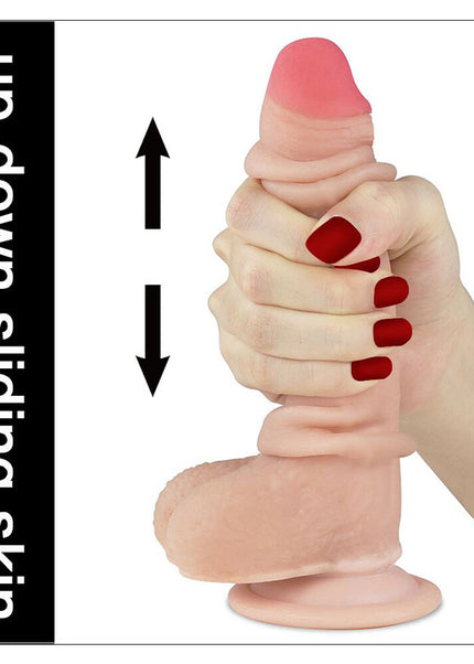 Sliding Skin Dual Layer Dong - Flesh 17.8 cm (7'') Dong with Flexible Skin