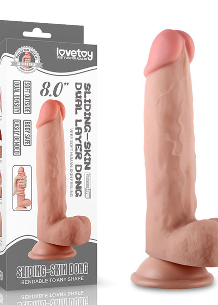 Sliding Skin Dual Layer Dong - Flesh 20.3 cm (8'') Dong with Flexible Skin