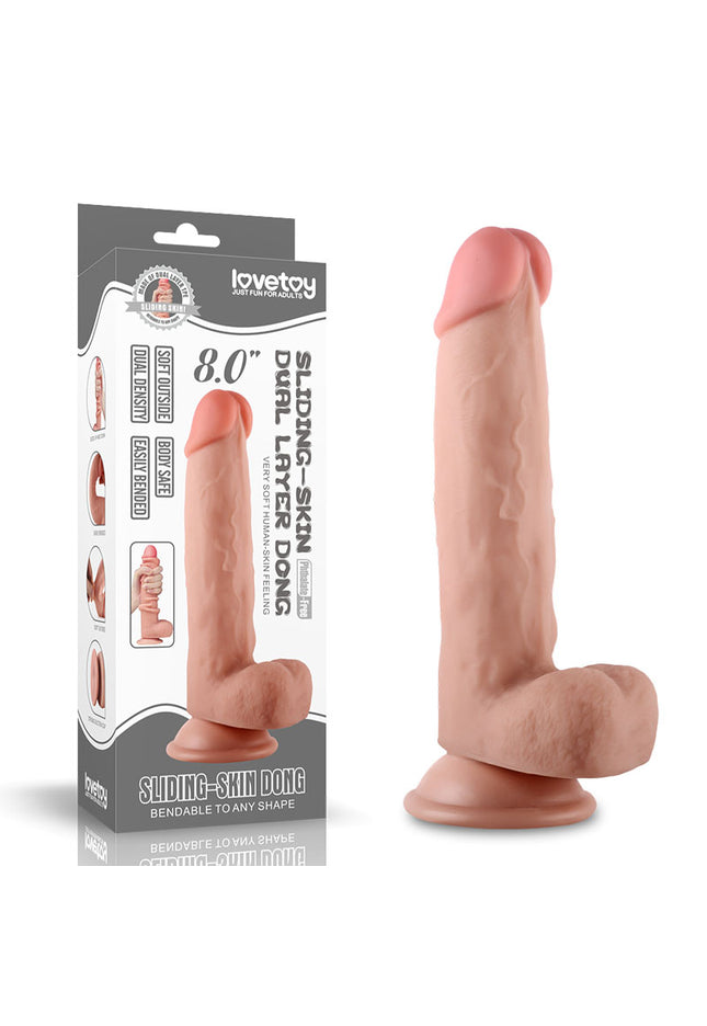 Sliding Skin Dual Layer Dong - Flesh 20.3 cm (8'') Dong with Flexible Skin