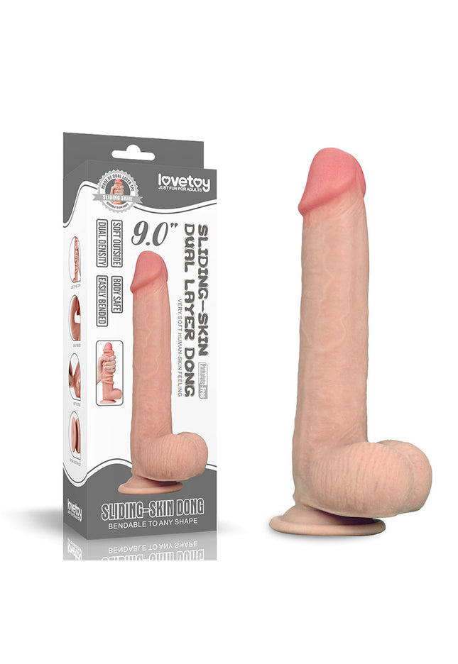 Sliding Skin Dual Layer Dong - Flesh 23 cm (9'') Dong with Flexible Skin