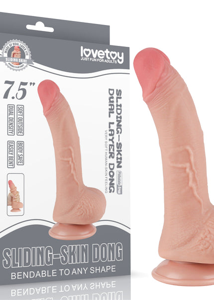Sliding Skin Dual Layer Dong - Flesh 19.5 cm (7.5'') Dong with Flexible Skin