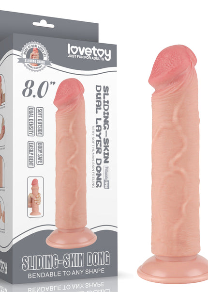 Sliding Skin Dual Layer Dong - Flesh 20 cm (8'') Dong with Flexible Skin