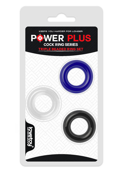 Power Plus Triple Donut Ring Set - Coloured Cock Rings - Set of 3