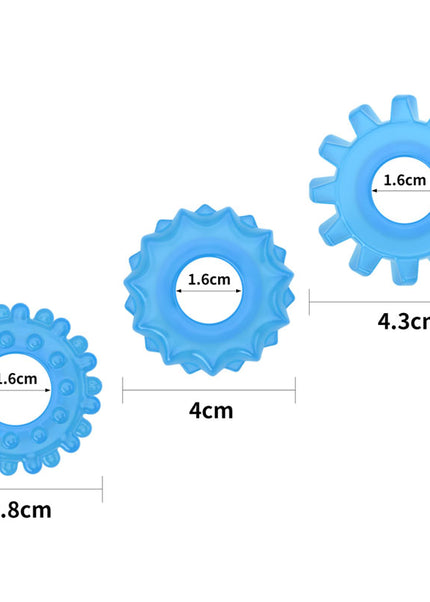 Lumino Play Penis Rings 3 Pack - Glow in the Dark Blue Cock Rings - Set of 3