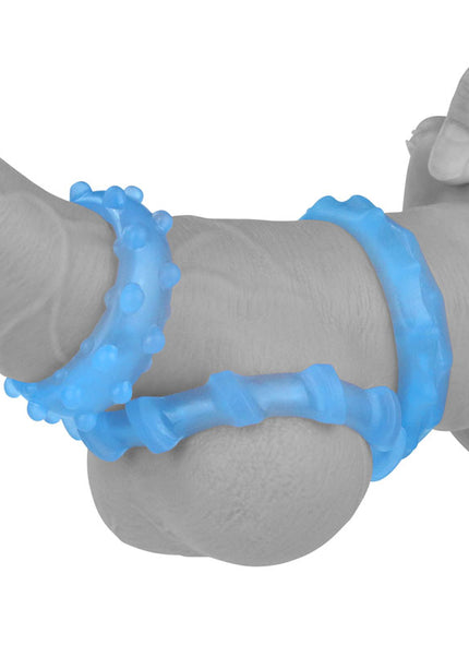 Lumino Play Penis Rings 3 Pack - Glow in the Dark Blue Cock Rings - Set of 3