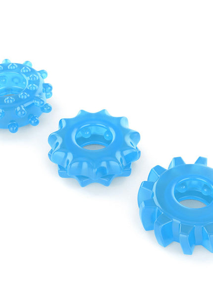 Lumino Play Penis Rings 3 Pack - Glow in the Dark Blue Cock Rings - Set of 3